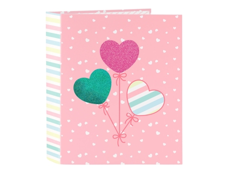 Carpeta de anillas BlackFit8 Globitos Rosa A4 27 x 33 x 6 cm