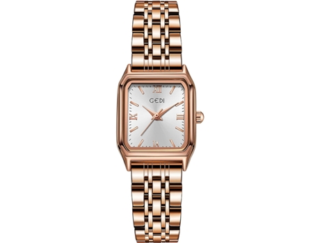 VEANXIN Relojes de pulsera impermeables con correa cuadrada de acero inoxidable para mujer-Plata