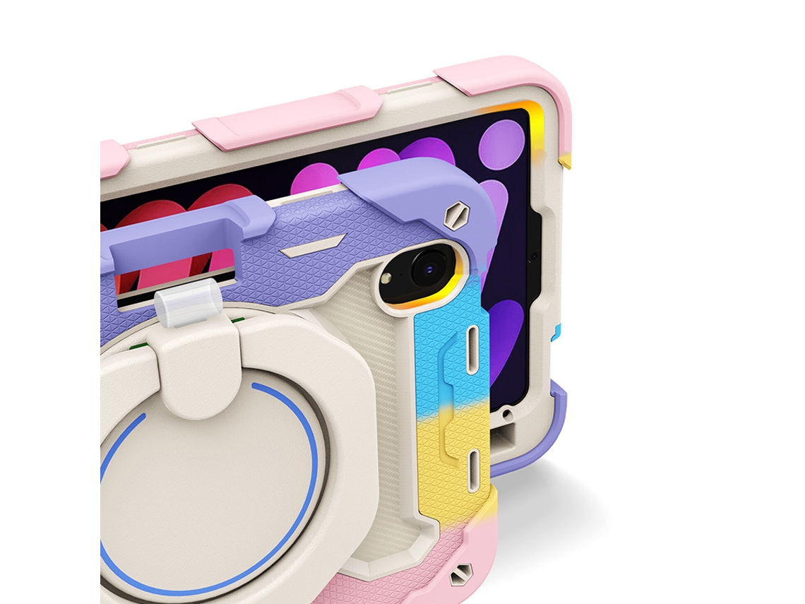Funda de silicona para iPad Mini 6 con soporte giratorio de 360 grados, color oro rosa claro