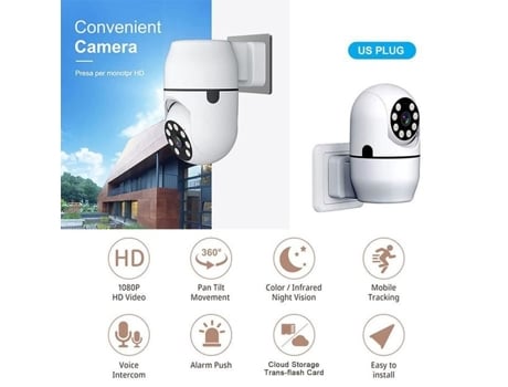 Cámara de Seguridad Interior Inalámbrica con Filmación 360 PTZ Monitor para Mascotas y Bebés HD HURRISE