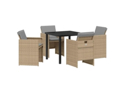 Conjunto De Comedor De Jardín 5 Uds | Mueble De Jardín Beige Ratán Sintético