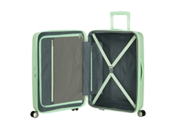 Maleta de viaje mediana de 67 cm, 4 ruedas, caja de resonancia, color verde pastel, American Tourister