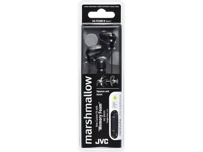 Auriculares JVC HA-FX38M-B-E (In Ear - Micrófono - Negro)