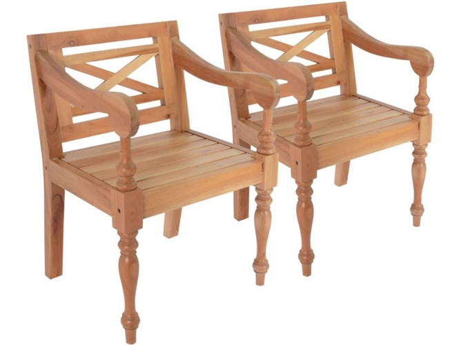 Conjunto 2 Silla Jardin VIDAXL Marrón Madera