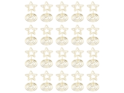 20 Unidades De Portacarteles Estrella De 5 Puntas Pequeño Portaretratos Portanúmeros Mesa Oro