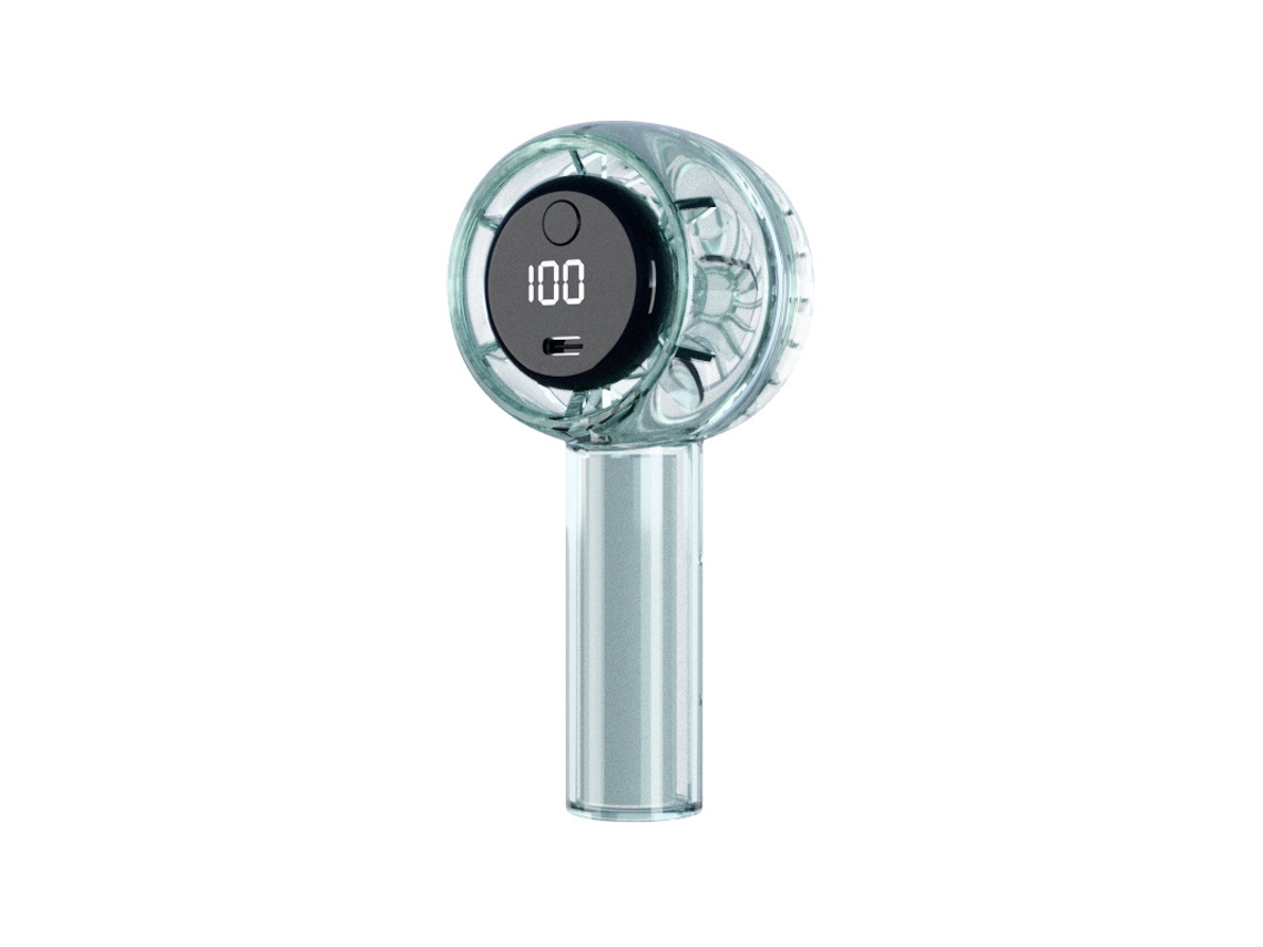 Mini Ventilador Turbo De Mano (verde Transparente) - Pantalla Digital - Carga Usb - Potente Flujo De Aire