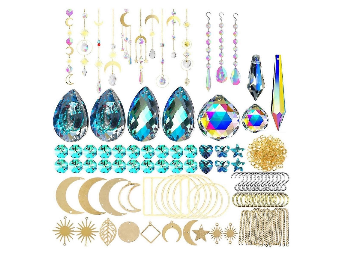 Kit con 370 piezas de cristal para candelabros, prismas, piezas para hacer arcoíris, colgantes y atrapasoles DIY.