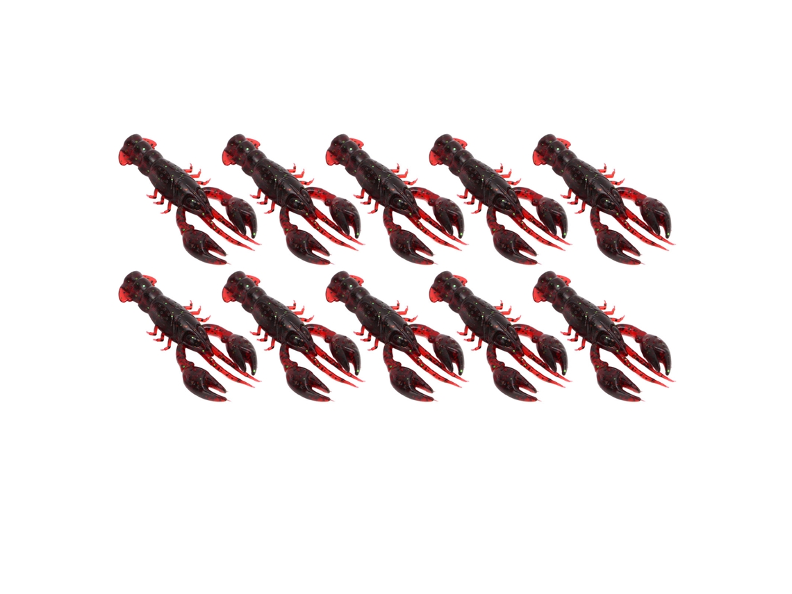 10 Señuelos Artificiales De Pvc Con Forma De Camarón Blando Para La Pesca De Lubina, Color Rojo Oscuro.