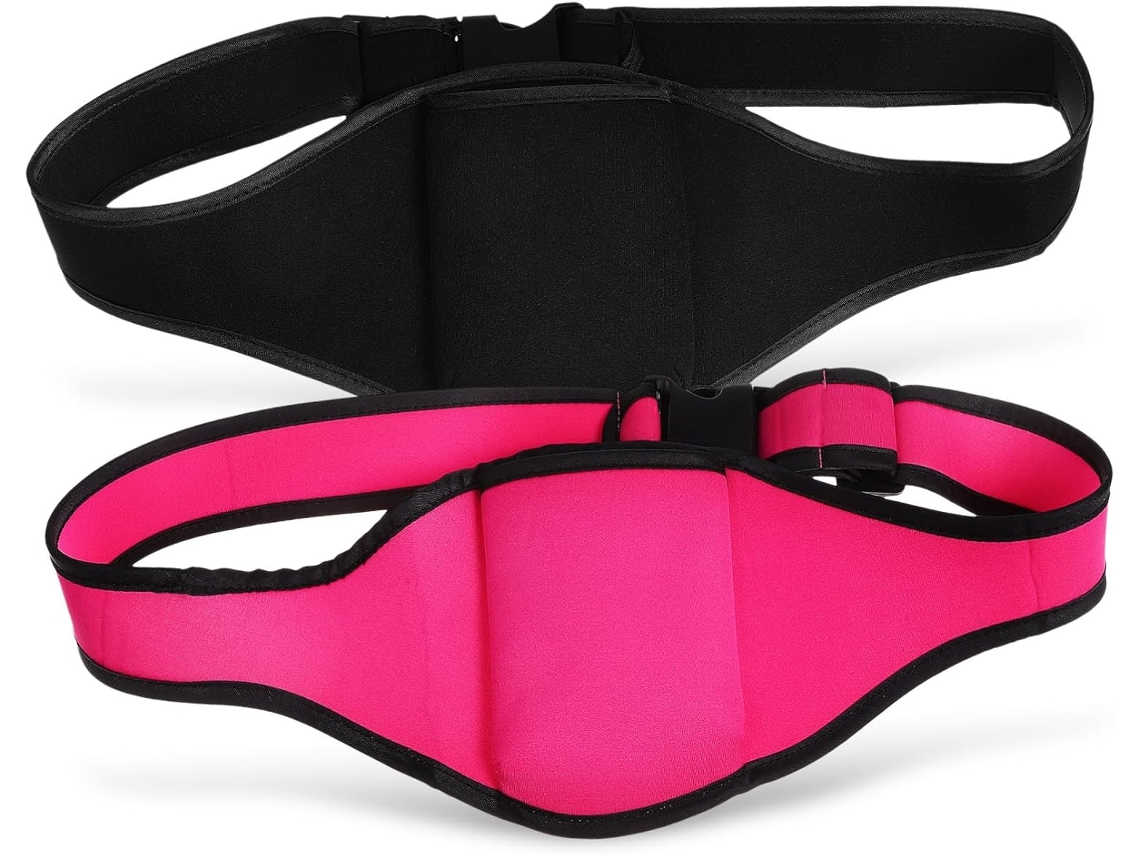 Conjunto de dos piezas: riñonera ajustable con micrófono inalámbrico y cinturón ligero de neopreno.