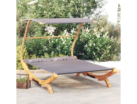 MAISON EXCLUSIVE Tumbona con dosel madera curvada gris antracita 165x203x138 cm