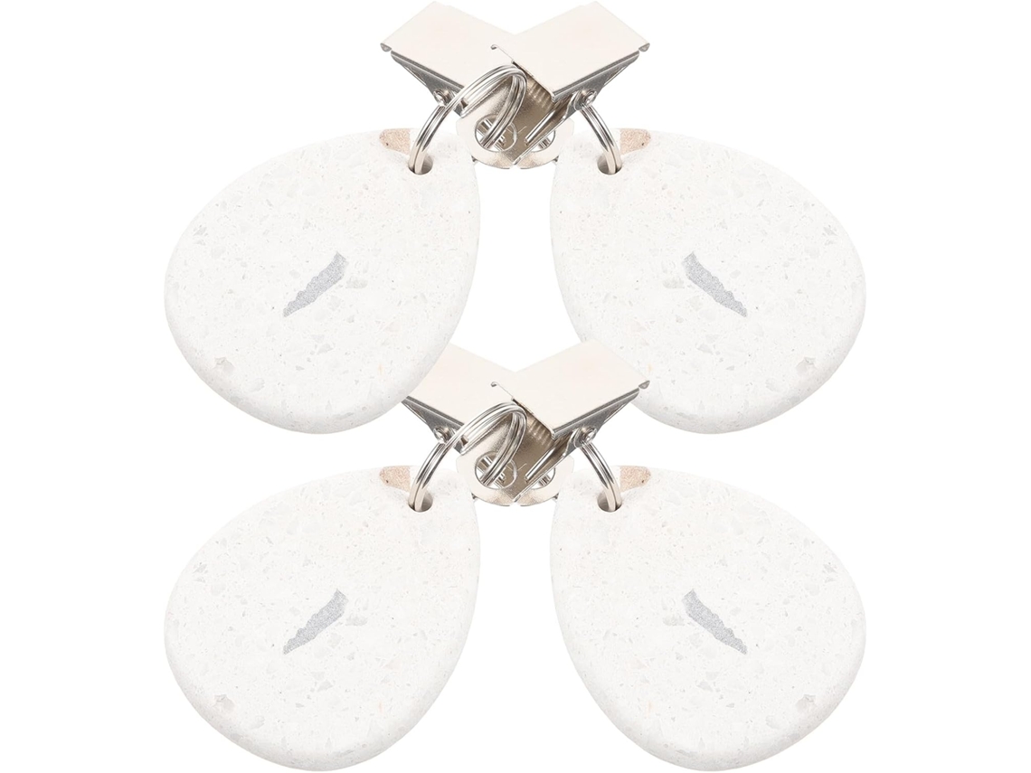 Pesas Para Manteles Con Clip Metálico, Superficie Lisa, 4 Unidades, De Piedra. Evitan Resbalones, Ideales Para Picnics