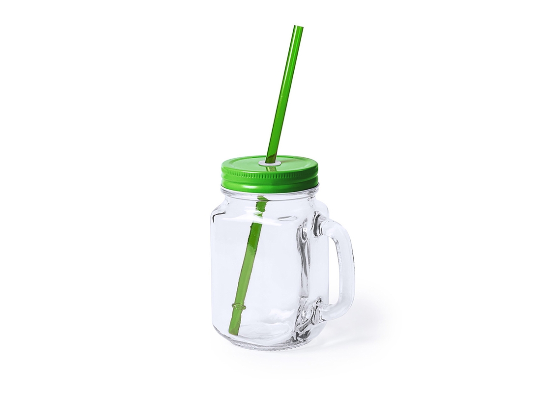 Tarro Cristal Con Pajita De 500 Ml
