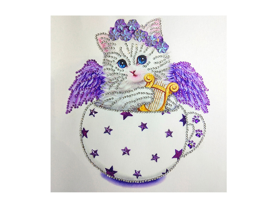 Kit De Pintura De Diamantes Diy Para Niños Con Diseño De Gatito, Diamantes De Imitación 3d Y 5d, 30x30cm, Dz012 4