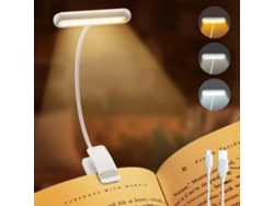 (blanco) 14 Cuentas Led, Luz De Lectura Recargable Por Usb, Con Clip Flexible, Luz Cálida Y Fría Seleccionable.