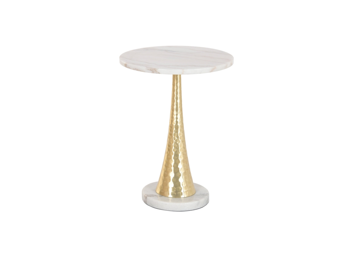 Mesita Auxiliar Marmol Metal Blanco 41x41x53cm