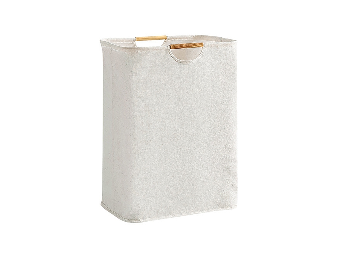 Cesto De Ropa Plegable Grande E Impermeable Con Asas De Madera Para El Baño, 56 Cm.