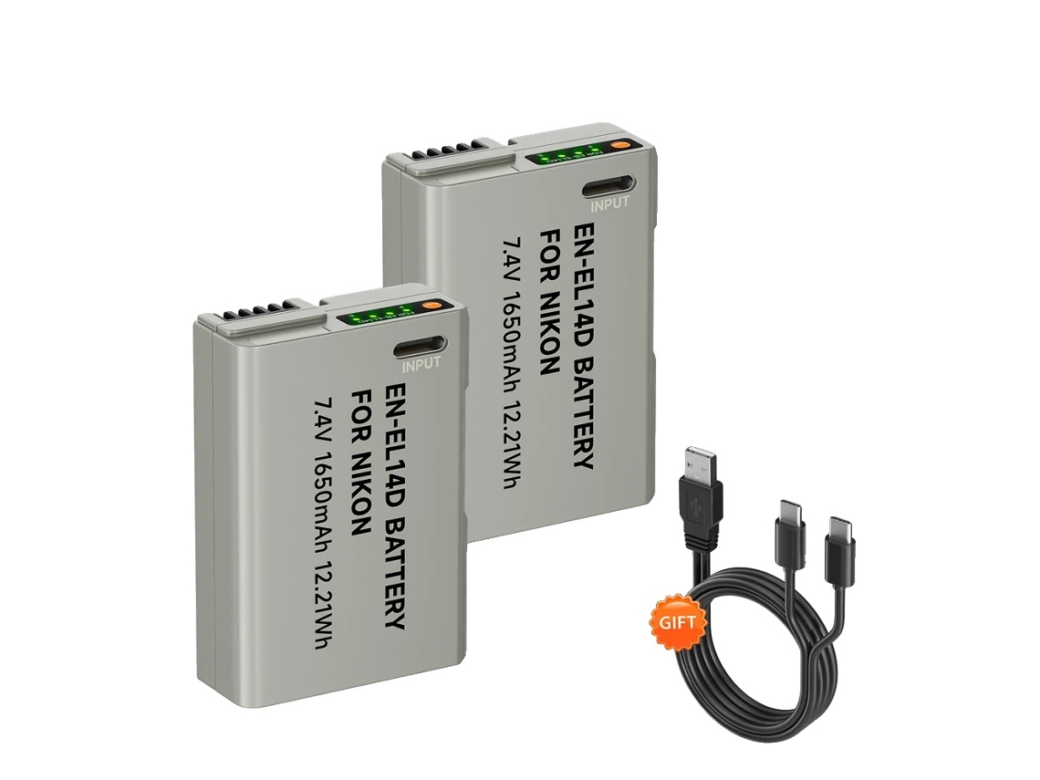 Batería recargable, entrada USB-C, 2 baterías