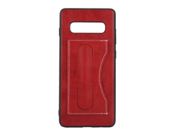 Cubierta Posterior Para Teléfono (material Pu Con Soporte Para Ranura De Tarjeta) Funda Protectora Roja Simple Samsung S10+