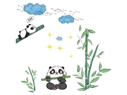 Rebe-adhesivos De Pared De Panda Con Nubes Y Bambú Decoración Creativa Y Linda Para Habitación Infantil