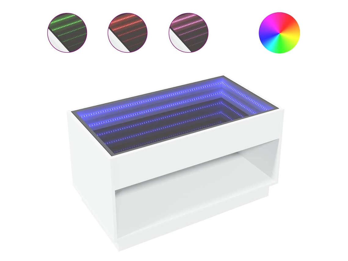 Mesa de centro con luz LED Infinity 90x50x50 cm Blanco MAISON EXCLUSIVE