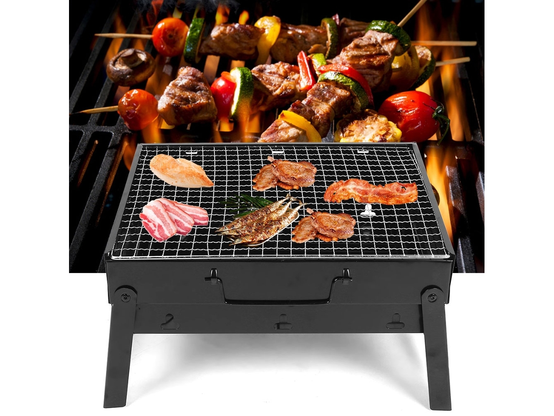 Parrilla de barbacoa plegable portátil de acero inoxidable para acampar al aire libre