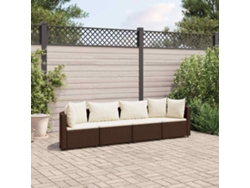 Conjunto de sofás de jardín con cojines de mimbre marrón, Dkd Home Decor
