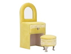 Silla De Muñeca Color Crema Y Amarillo, Mueble Para Guardar Joyas, Muñeca En Miniatura