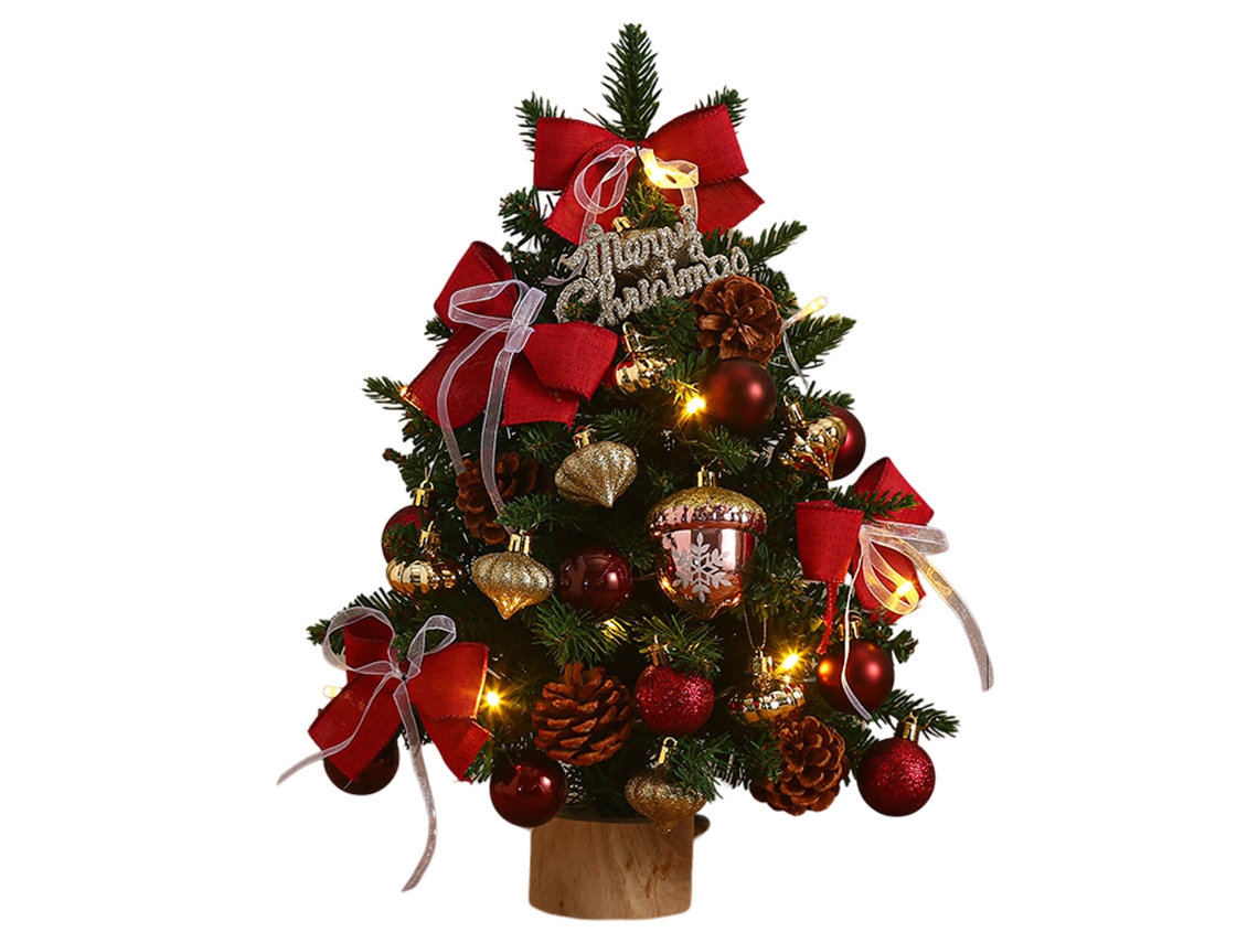 Mini árbol de Navidad con luces LED y estrella en la parte superior TRUYUETY