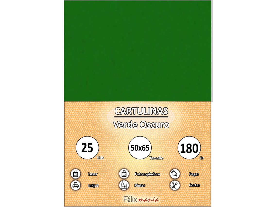 Cartón 180Gr 50 X 65 Cm Verde Oscuro 25 Hojas