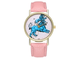 Reloj De Pulsera Unisex Informal Con Correa De Cuero Y Movimiento De Cuarzo Rosa.