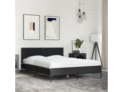Estructura De Cama Madera De Ingeniería Y Metal Negro 120x190cm