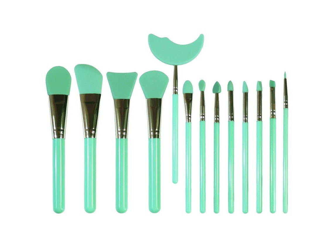 Juego De 13 Pinceles De Silicona Para Manualidades Con Resina Epoxi, Máscaras Y Maquillaje (verde)