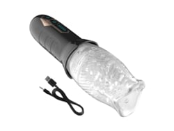 Masturbador vibrador giratorio para hombres, masaje de pene, masturbador masculino, vibrador de glande (negro) VEANXIN