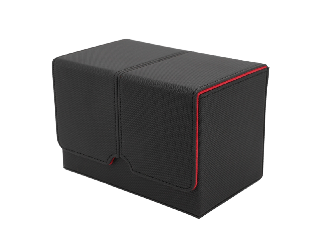 2026-caja Para Baraja De Cartas De Cuero Pu Con Imán Organizador De Tarjetas Almacenamiento Para 160 Cartas Trading Tarot Negro Rojo