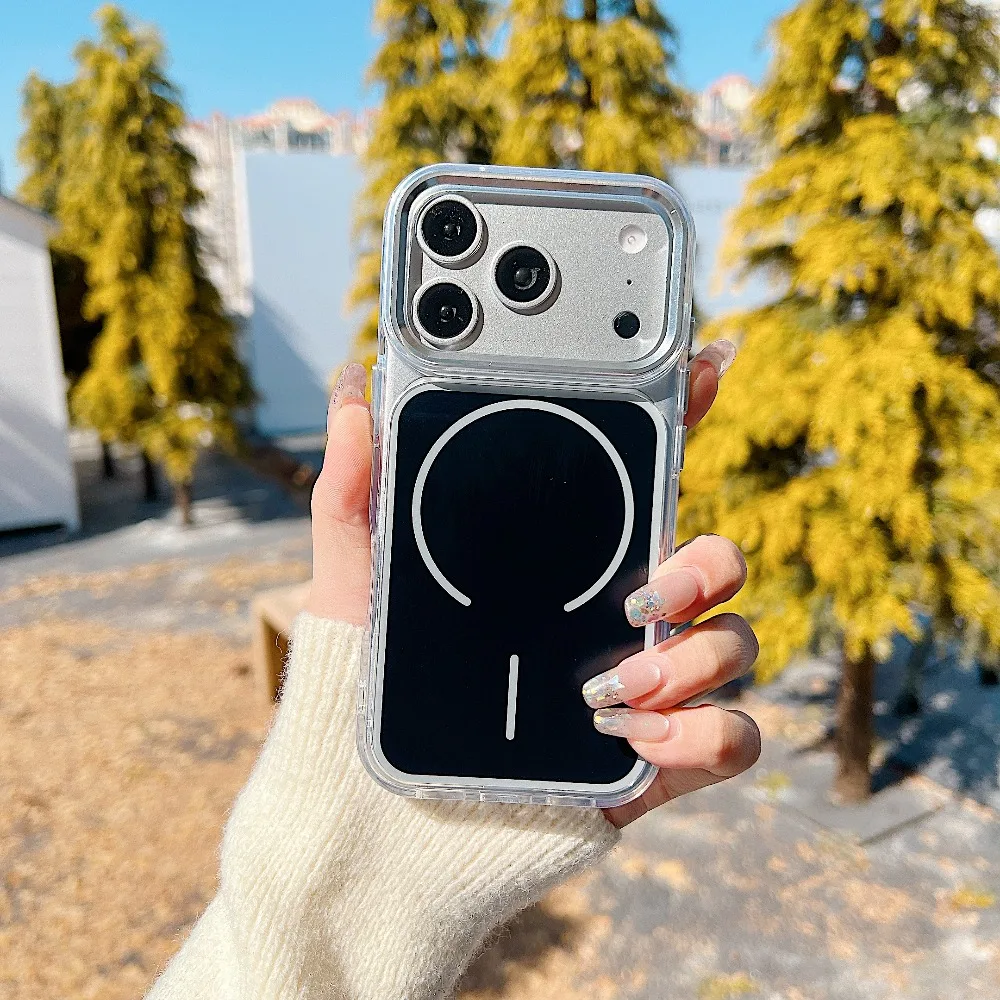 (iphone 16 Plus, Negro) Funda Transparente Con Carga Inalámbrica Magsafe Para Iphone