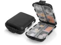 Pastillero Negro 10 Compartimentos Portátil, Para Viaje