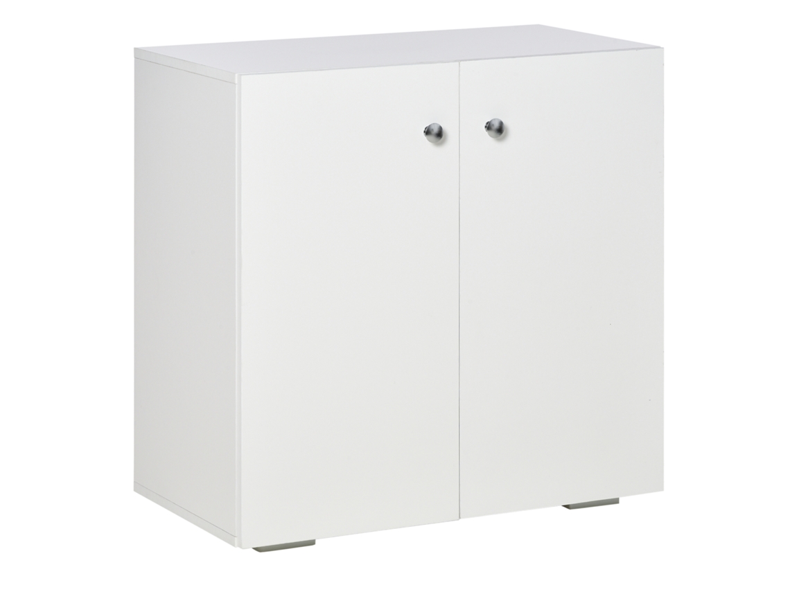 Aparador de Sala de Estar com 2 Portas, Armário Auxiliar com Prateleiras, 70x39x70 Cm, Branco, ZENCORE SERVICES