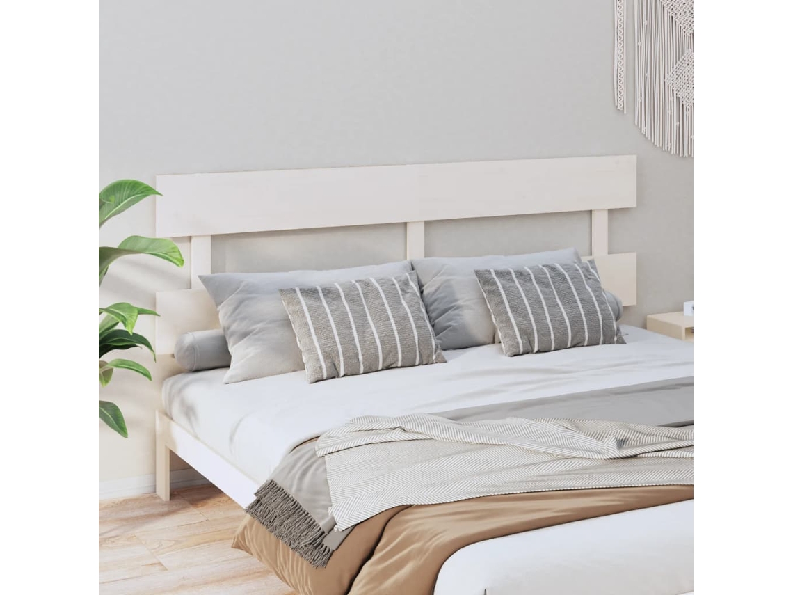 Cabecero De Cama Madera Maciza De Pino Blanco 184x3x81 Cm