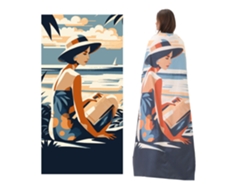 Toalla de playa de microfibra a rayas Yuysan, de alta absorción y secado rápido, 160 x 80 cm, modelo B24, color azul.