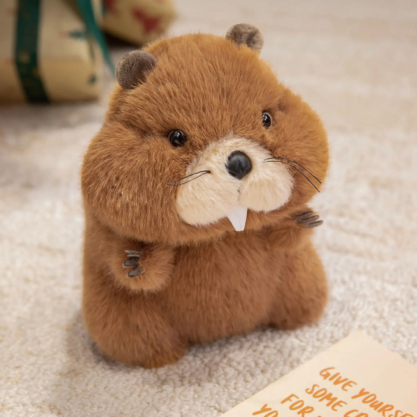Peluche de marmota, muñeco de marmota de dibujos animados MDUG (marrón, 35 cm)