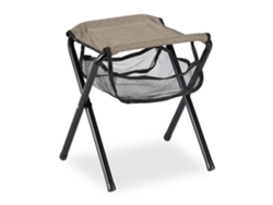 Banco Dobrável Relaxdays, Com Bolsa, Suporta Até 120 Kg, Leve, Cadeira De Campismo Hbt: 39 X 29 X 35 Cm, Bege