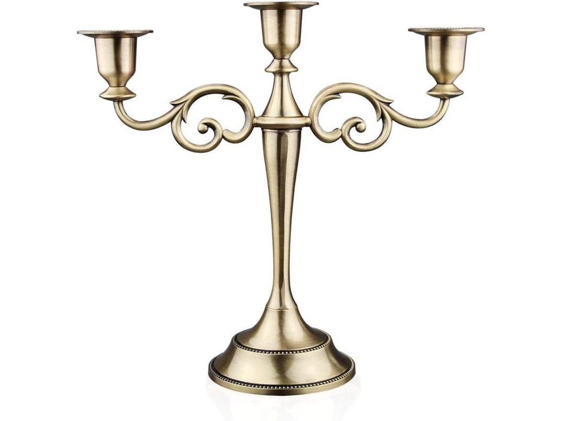 Candelabro Metálico Para 3 Velas - Decoración Para Eventos Formales, Bodas Y Festivales