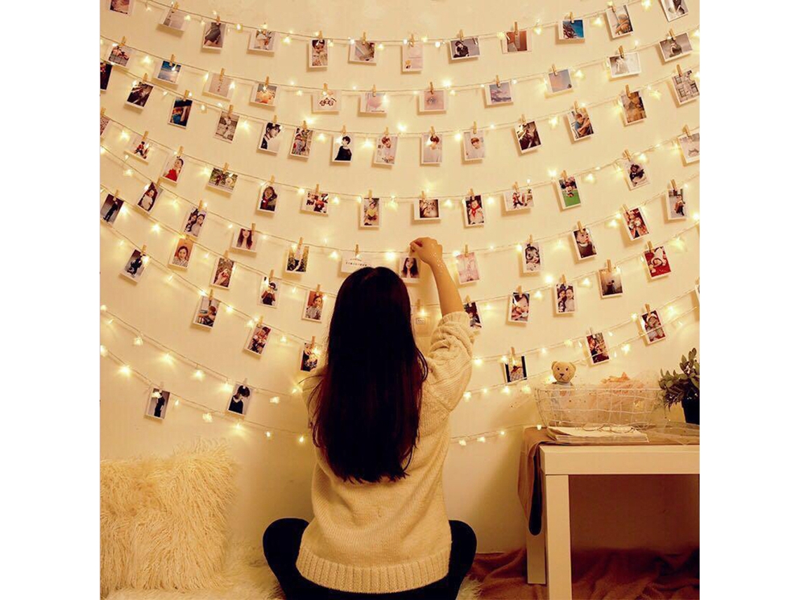 Rebe-luces De Cuenta Led 2m 20 Leds Con Pinzas De Madera, Baterías 3aa, Flexible, Multicolor, Para Hogar, Fiestas, Navidad, Regalo