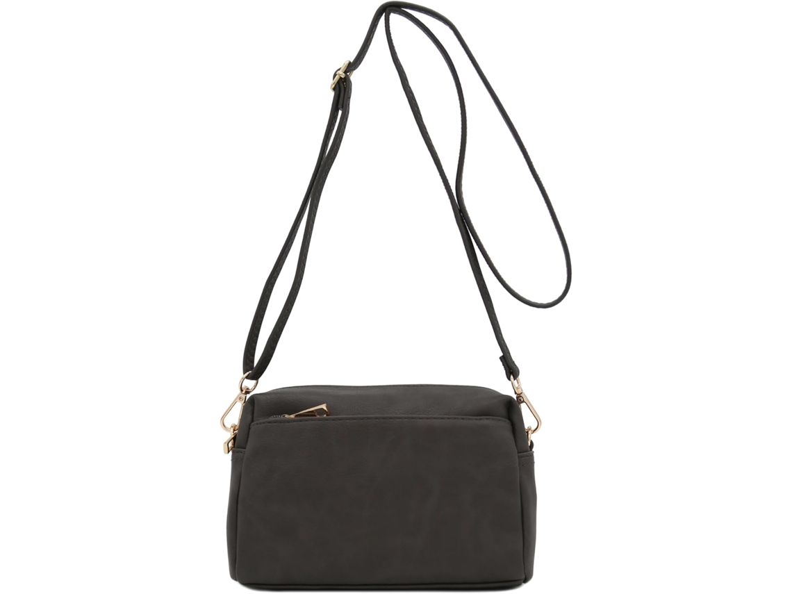 Bolso bandolera pequeño Fashionpuzzle con triple cremallera, gris oscuro