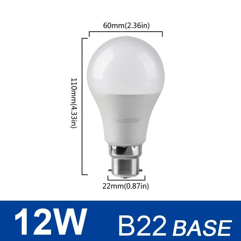 (12w B22, Luz Blanca Cálida) 6 Bombillas Led, Ac220v, Bajo Consumo, Luz Led Doméstica Para Sala De Estar