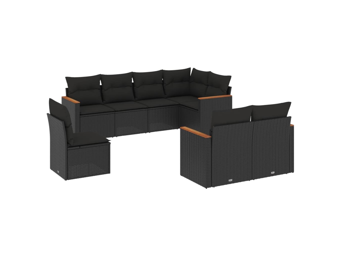 Maison Exclusive - Set De Sofás De Jardín 8 Piezas Y Cojines Ratán Sintético Negro