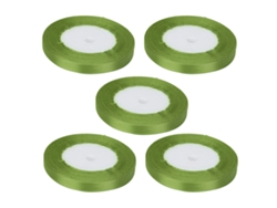 5pcs Cinta De Seda 1cm Ancha 22m Larga Para Decoración De Boda, Embalaje, Pastelería, Cajas De Dulces Verde