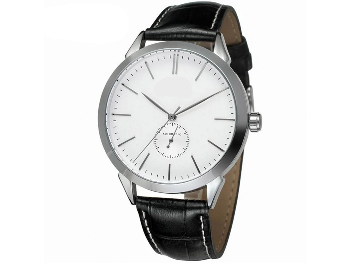 Reloj Automático Forsining Para Hombre Con Correa De Piel Sintética, Analógico, Blanco, Plateado.