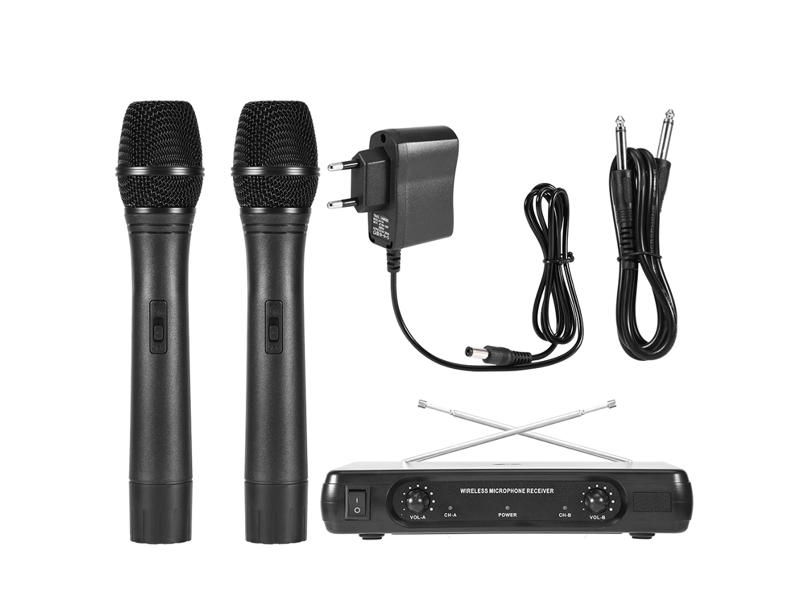 Sistema De Micrófono Inalámbrico Vhf Con Dos Micrófonos Para Ktv Karaoke Profesional