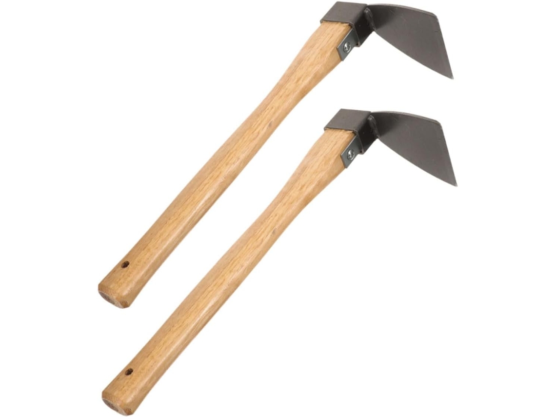 Azada De Jardín Manual De Acero De 2 Piezas Con Mango De Madera Para Deshierbar Y